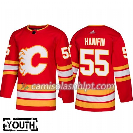 Camisola Calgary Flames Noah Hanifin 55 Adidas 2018-2019 Alternate Authentic - Criança